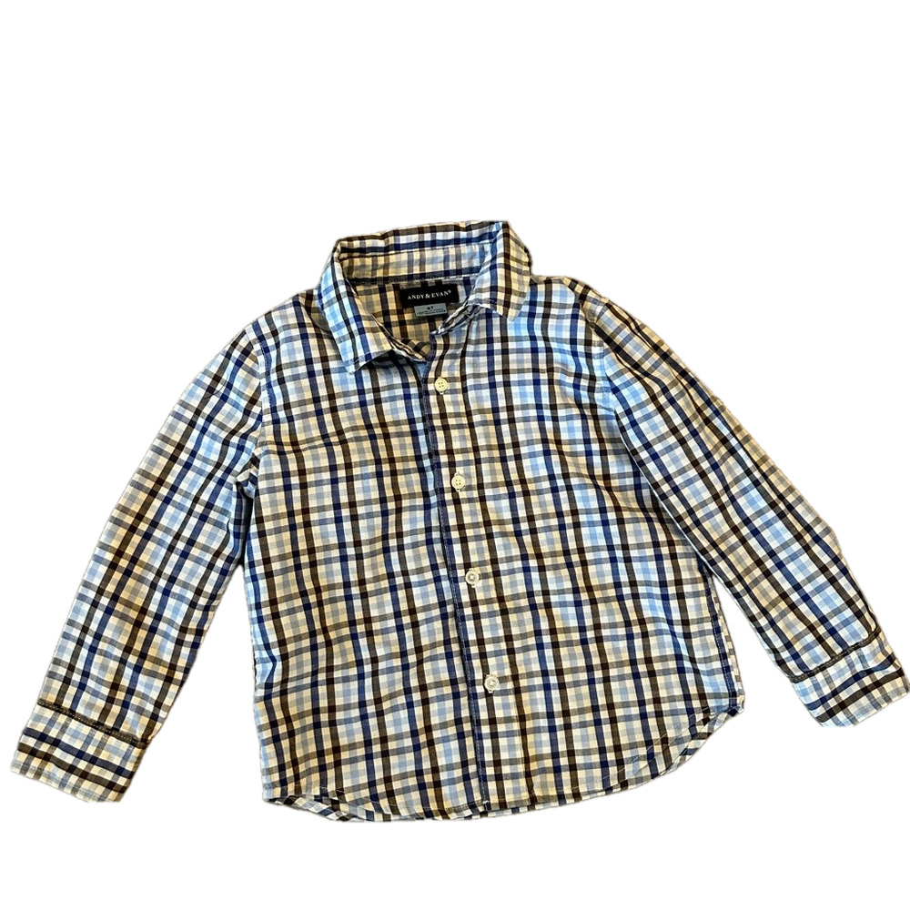 4/20$ Andy & Evan Kids Toddler Plaid button down shirt size 4T